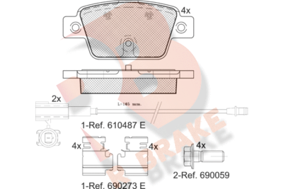 RB2043 R BRAKE Комплект тормозных колодок, дисковый тормоз