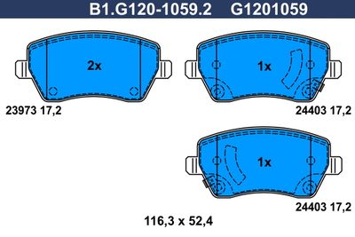 B1G12010592 GALFER Комплект тормозных колодок, дисковый тормоз