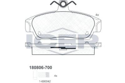 180806700 ICER Комплект тормозных колодок, дисковый тормоз