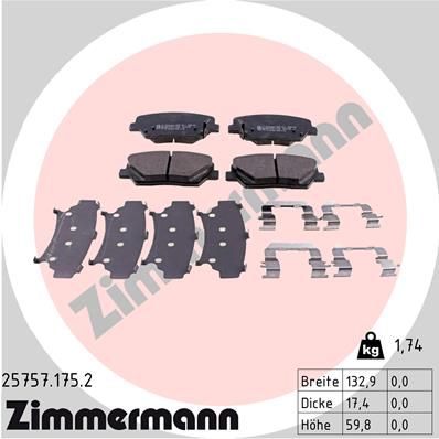 257571752 ZIMMERMANN Комплект тормозных колодок, дисковый тормоз