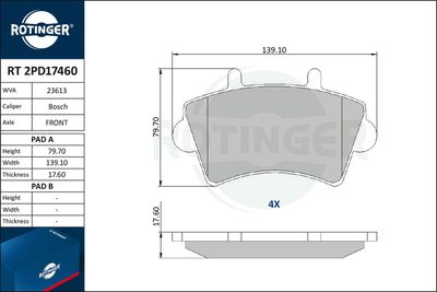 RT2PD17460 ROTINGER Комплект тормозных колодок, дисковый тормоз