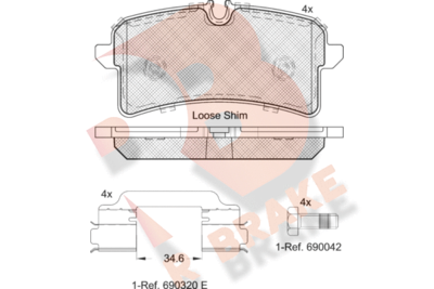 RB2159204 R BRAKE Комплект тормозных колодок, дисковый тормоз