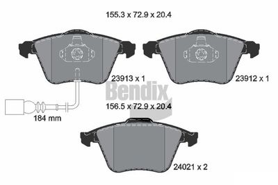 BPD1537 BENDIX Braking Комплект тормозных колодок, дисковый тормоз