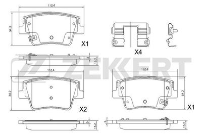 BS1242 ZEKKERT Комплект тормозных колодок, дисковый тормоз