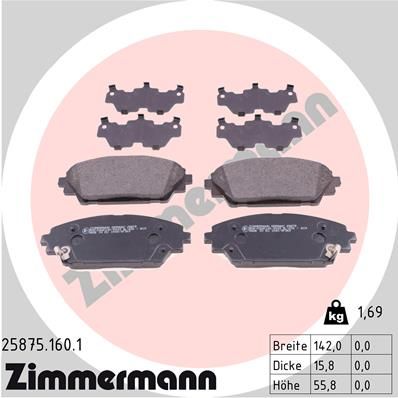 258751601 ZIMMERMANN Комплект тормозных колодок, дисковый тормоз