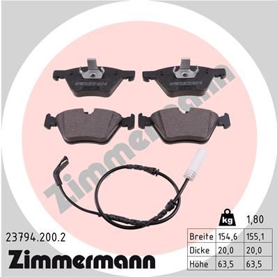 237942002 ZIMMERMANN Комплект тормозных колодок, дисковый тормоз