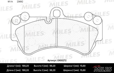 E400272 MILES Комплект тормозных колодок, дисковый тормоз