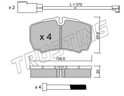 6202W TRUSTING Комплект тормозных колодок, дисковый тормоз