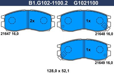 B1G10211002 GALFER Комплект тормозных колодок, дисковый тормоз