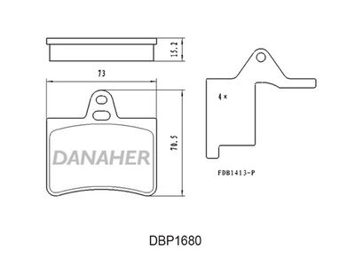 DBP1680 DANAHER Комплект тормозных колодок, дисковый тормоз