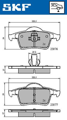 VKBP90261 SKF Комплект тормозных колодок, дисковый тормоз