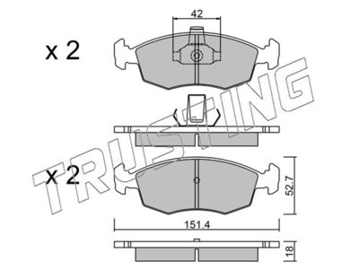 2833 TRUSTING Комплект тормозных колодок, дисковый тормоз