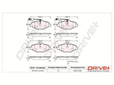 DP1010100878 Dr!ve+ Комплект тормозных колодок, дисковый тормоз