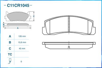 C11CR1045 CWORKS Комплект тормозных колодок, дисковый тормоз