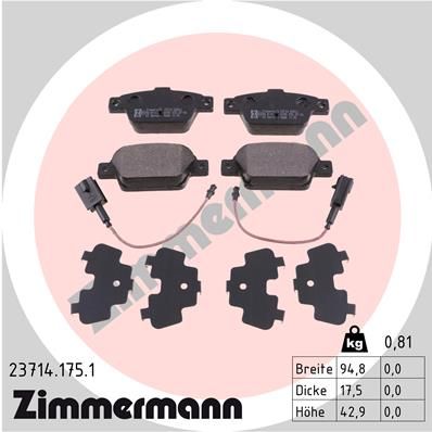 237141751 ZIMMERMANN Комплект тормозных колодок, дисковый тормоз