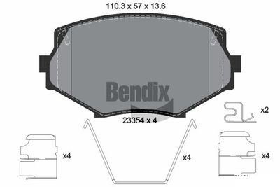 BPD1963 BENDIX Braking Комплект тормозных колодок, дисковый тормоз