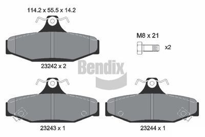 BPD1952 BENDIX Braking Комплект тормозных колодок, дисковый тормоз