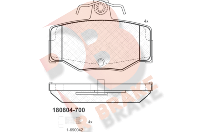 RB0804700 R BRAKE Комплект тормозных колодок, дисковый тормоз