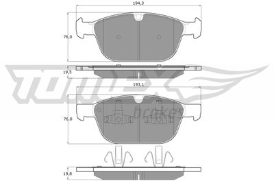 TX1657 TOMEX Brakes Комплект тормозных колодок, дисковый тормоз