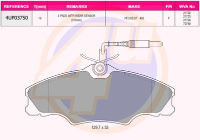 4UP03750 4u Комплект тормозных колодок, дисковый тормоз