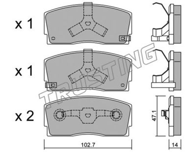 2490 TRUSTING Комплект тормозных колодок, дисковый тормоз