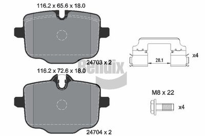 BPD1467 BENDIX Braking Комплект тормозных колодок, дисковый тормоз