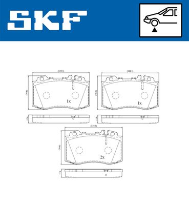 VKBP80198E SKF Комплект тормозных колодок, дисковый тормоз