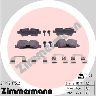 241921752 ZIMMERMANN Комплект тормозных колодок, дисковый тормоз