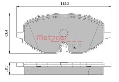 1170949 METZGER Комплект тормозных колодок, дисковый тормоз