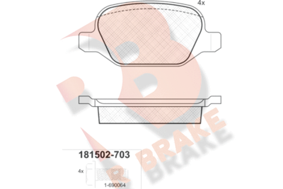 RB1502703 R BRAKE Комплект тормозных колодок, дисковый тормоз