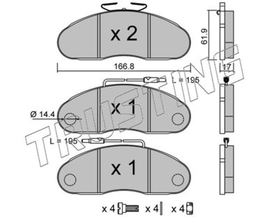 1130 TRUSTING Комплект тормозных колодок, дисковый тормоз