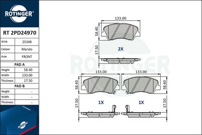 RT2PD24970 ROTINGER Комплект тормозных колодок, дисковый тормоз