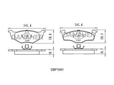 DBP1591 DANAHER Комплект тормозных колодок, дисковый тормоз