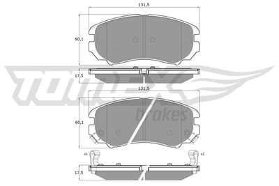 TX1529 TOMEX Brakes Комплект тормозных колодок, дисковый тормоз