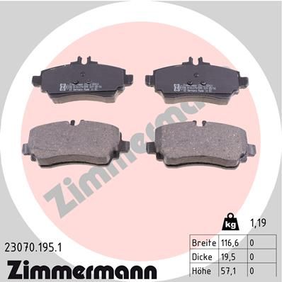 230701951 ZIMMERMANN Комплект тормозных колодок, дисковый тормоз