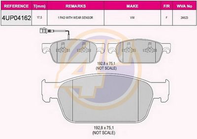 4UP04162 4u Комплект тормозных колодок, дисковый тормоз