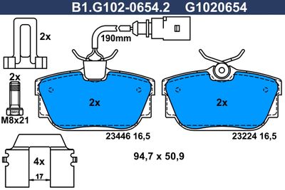 B1G10206542 GALFER Комплект тормозных колодок, дисковый тормоз