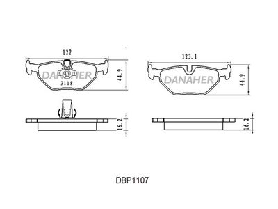 DBP1107 DANAHER Комплект тормозных колодок, дисковый тормоз