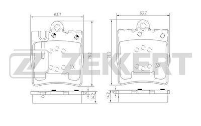 BS1165 ZEKKERT Комплект тормозных колодок, дисковый тормоз