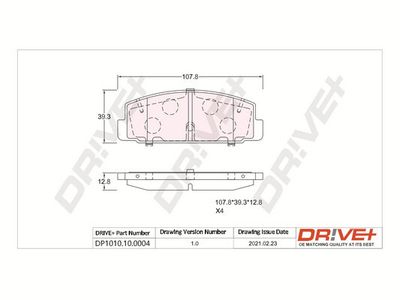 DP1010100004 Dr!ve+ Комплект тормозных колодок, дисковый тормоз