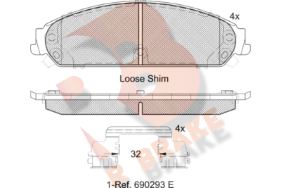 RB2068 R BRAKE Комплект тормозных колодок, дисковый тормоз