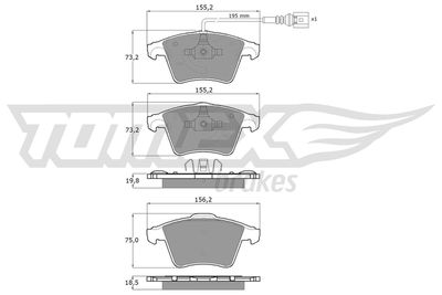 TX1393 TOMEX Brakes Комплект тормозных колодок, дисковый тормоз