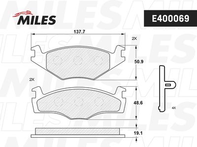 E400069 MILES Комплект тормозных колодок, дисковый тормоз