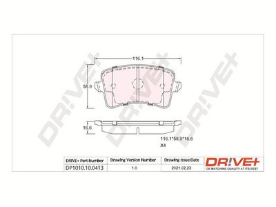 DP1010100413 Dr!ve+ Комплект тормозных колодок, дисковый тормоз