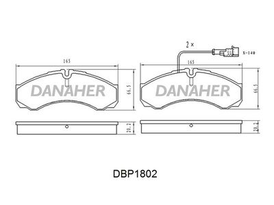 DBP1802 DANAHER Комплект тормозных колодок, дисковый тормоз