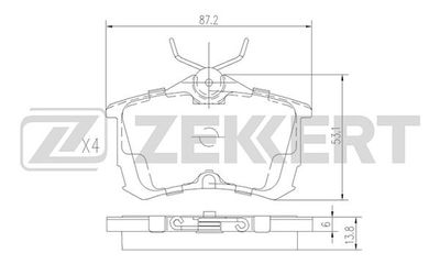 BS1736 ZEKKERT Комплект тормозных колодок, дисковый тормоз