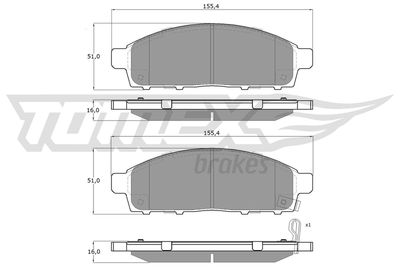 TX1931 TOMEX Brakes Комплект тормозных колодок, дисковый тормоз