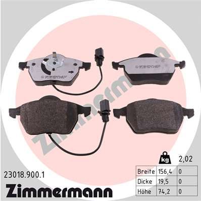 230189001 ZIMMERMANN Комплект тормозных колодок, дисковый тормоз