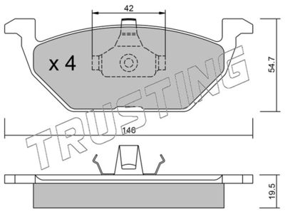 2200 TRUSTING Комплект тормозных колодок, дисковый тормоз
