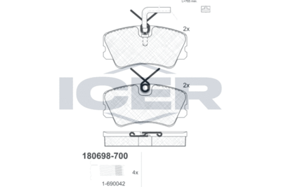 180698700 ICER Комплект тормозных колодок, дисковый тормоз